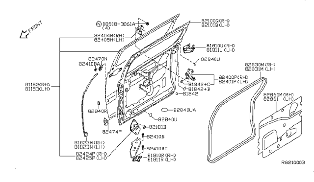 2007 Nissan Quest  Bracket-Roller, Lower LH Diagram for 824255Z030