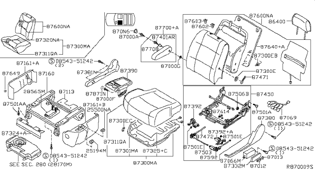 2005 Nissan Quest  Motor Assembly-Seat LIFTER, L Diagram for 873938J02A