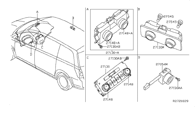 2008 Nissan Quest Control Assembly Diagram for 27500ZF90A