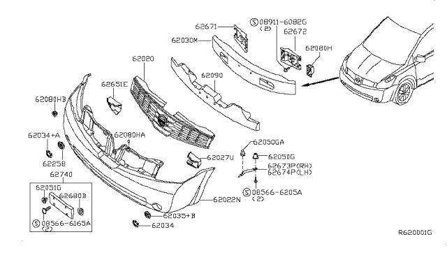 2006 Nissan Quest  FINISHER-Front FASCIA, RH Diagram for 622565Z000