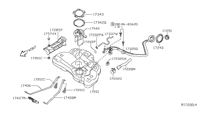 2005 Nissan Quest  Hose-Filler Diagram for 172287Y100