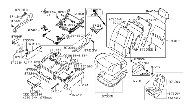 2007 Nissan Quest Switch Assy-Seat Heat Diagram for 25500ZK30C