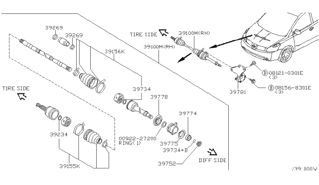 2007 Nissan Quest  Shield-Dust Diagram for 397759N00B