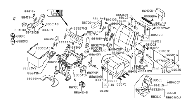 2007 Nissan Quest ASHTRAY Assembly-OTR Diagram for 688207S000