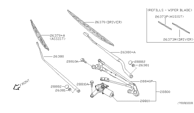 2009 Nissan Quest  Link Assy-Wiper Diagram for 288405Z000