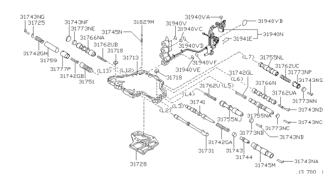 2006 Nissan Quest  Automatic Transmission Filter Diagram for 3172885X01
