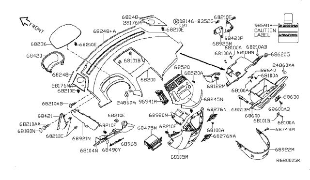 2008 Nissan Quest Cap Bolt Diagram for 681808J000