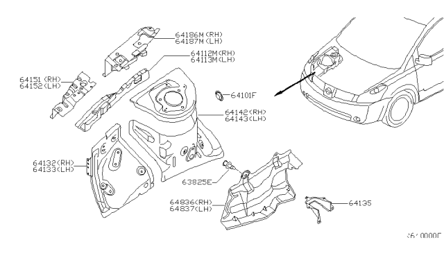 2007 Nissan Quest Bracket-Battery Support Diagram for 641608J010