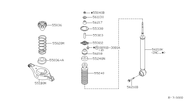2004 Nissan Quest  Spring-Rear Suspension Diagram for 550205Z001