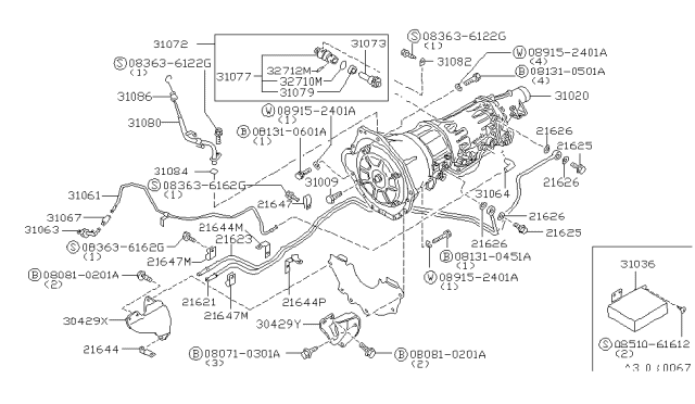 1986 Nissan 200SX Bolt Diagram for 081310601A
