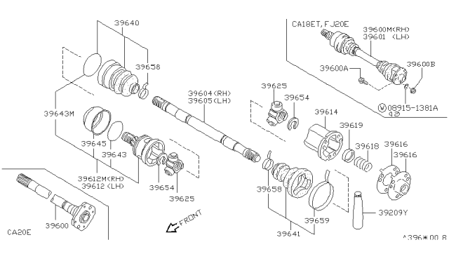 1985 Nissan 200SX Drive Shaft ASY L Diagram for 3960107F07