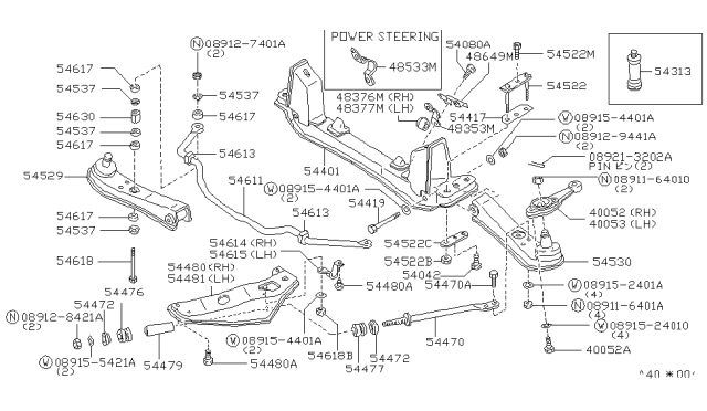 1984 Nissan 200SX  Member Cross Diagram for 5440104F00