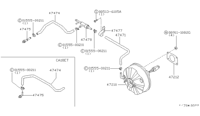 1985 Nissan 200SX MASTERVACUUM Brake Diagram for 4721014F00