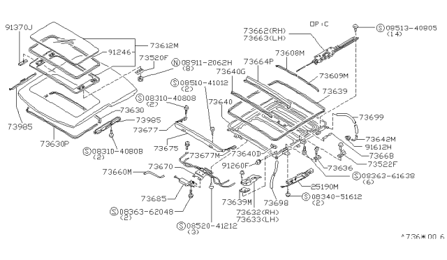 1987 Nissan 200SX  Bolt Diagram for 0836362048
