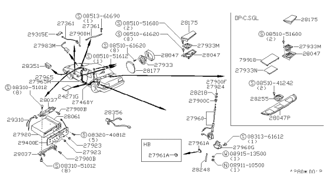 1987 Nissan 200SX  Antenna Diagram for 2820518F00