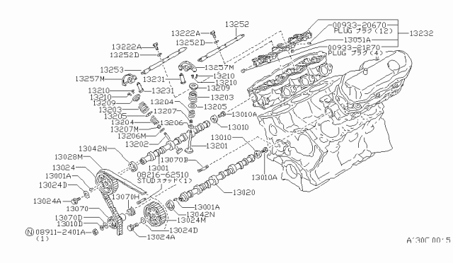 1987 Nissan 200SX  Rocker-Valve Diagram for 13257D0101