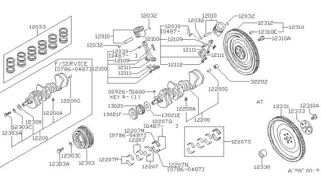 1986 Nissan 200SX Bolt FLYWHEEL Diagram for 12315D0200