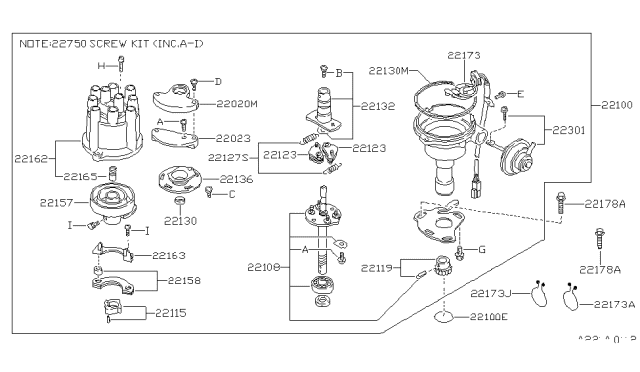 1984 Nissan 200SX  Distributor ASY Diagram for 2210007F02