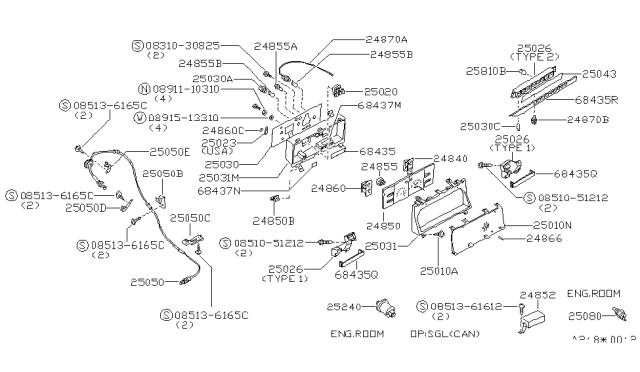 1987 Nissan 200SX  Case Assy-Charge Warning Diagram for 2502230F10