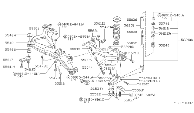 1985 Nissan 200SX  Rear Shock Absorber Diagram for 5621004F25