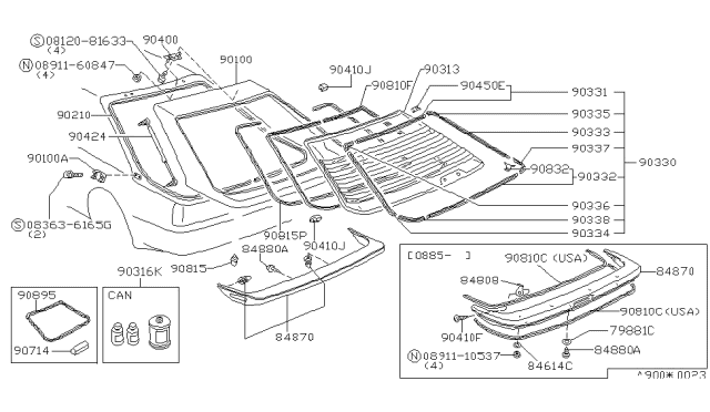 1985 Nissan 200SX Bumper Rubber Door Diagram for 80872D0100