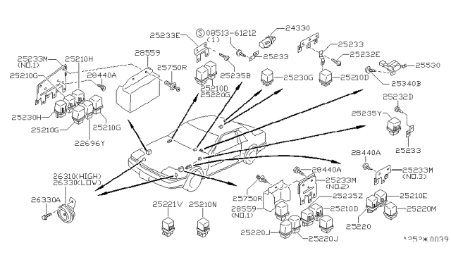 1988 Nissan 200SX  Relay-Horn Diagram for 25630C9961