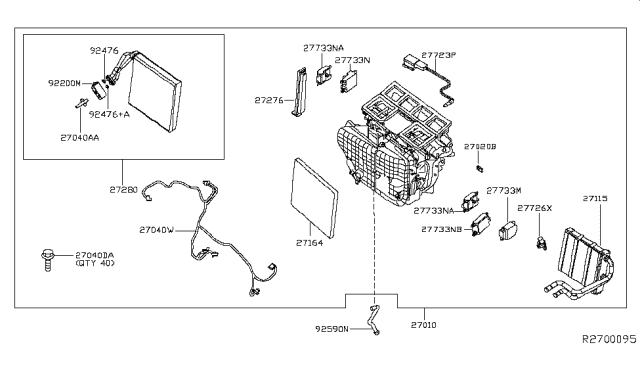 2014 Nissan Pathfinder  Air Filter Diagram for 272773JC1A