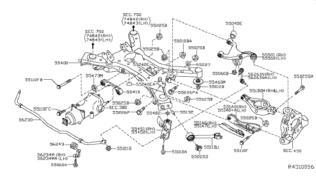 2014 Nissan Pathfinder  Pin Radius Diagram for 551923JA0A