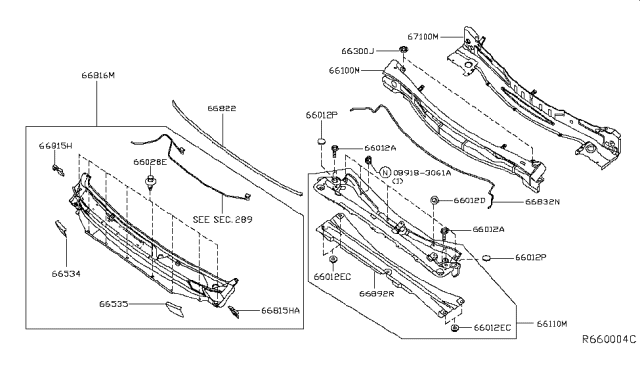 2014 Nissan Pathfinder  Seal-Hood Diagram for 668303JA1A