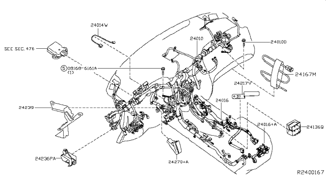 2014 Nissan Pathfinder  Bracket-Harness Clip Diagram for 242393KA0A