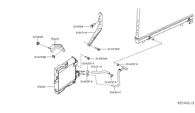 2014 Nissan Pathfinder  Hose - Auto Transmission Oil Cooler Diagram for 216363JV0A