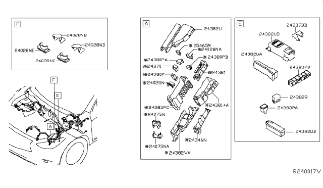 2014 Nissan Pathfinder  Cover-FUSIBLE Link Holder Diagram for 243823JV0B