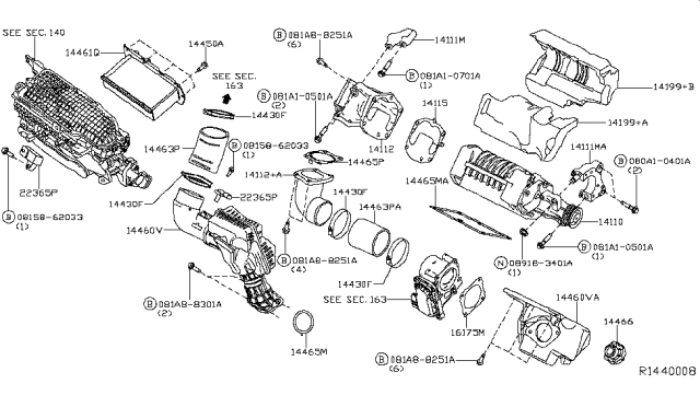 2014 Nissan Pathfinder  Bolt-FLANGE, HEXGON Diagram for 080A10401A