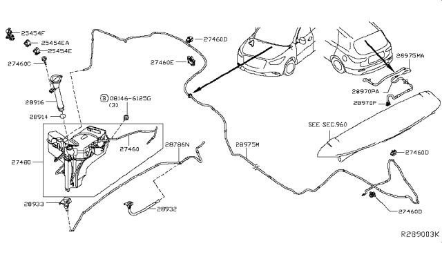 2014 Nissan Pathfinder  Tube Assembly - Back Window Washer Diagram for 289759PA0A