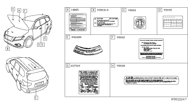 2014 Nissan Pathfinder  Emission Label Diagram for 148053JV0A