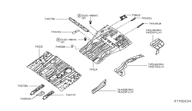 2014 Nissan Pathfinder  Nut-Plate Diagram for G43C93JVMA