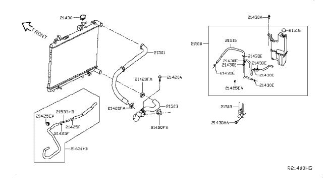 2014 Nissan Pathfinder  Hose-Radiator, Upper Diagram for 215019NB0A