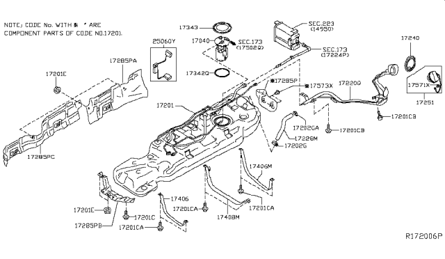 2014 Nissan Pathfinder  Protector-Fuel Tank Diagram for 172853JA0B