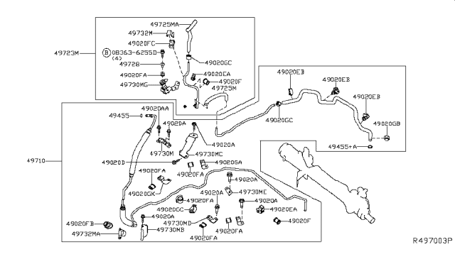 2014 Nissan Pathfinder  Hose ASY Pump Diagram for 497103JV0A
