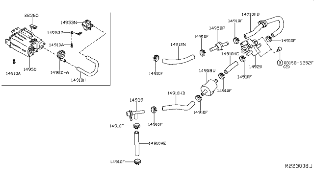 2014 Nissan Pathfinder  Hose-Emission Control Diagram for 149123KY1B