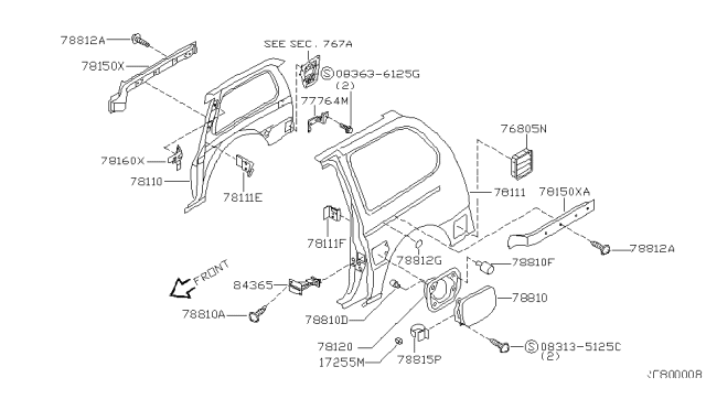 2001 Nissan Quest Spring-Fuel Filler Diagram for 788361B000