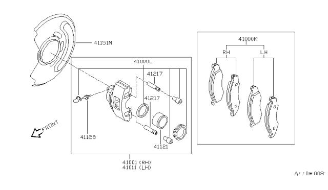 1999 Nissan Quest  CALIPER-Brake LH Diagram for 410111B000