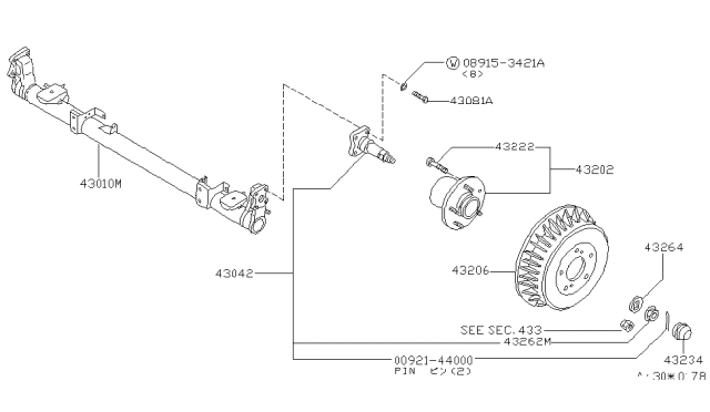 2002 Nissan Quest  Hub Assy-Rear Diagram for 432027B000