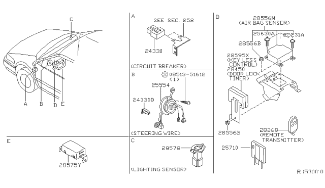 2000 Nissan Quest Switch Assembly Remote Diagram for 282682Z020