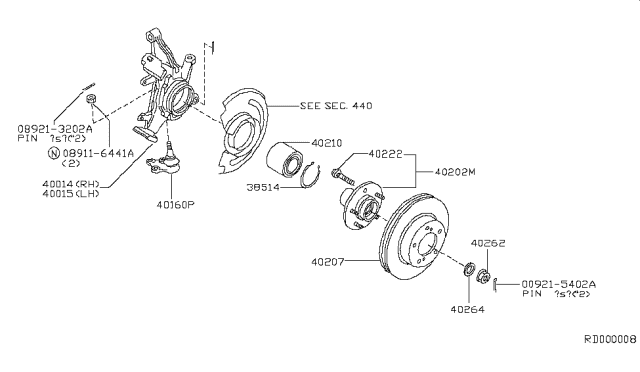 2003 Nissan Quest  Bolt-Hub Diagram for 402227B000