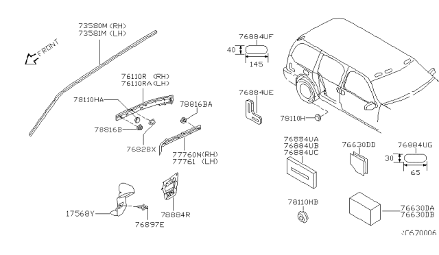 1999 Nissan Quest  Rail Assembly-Guide, Rear L Diagram for 777617B001