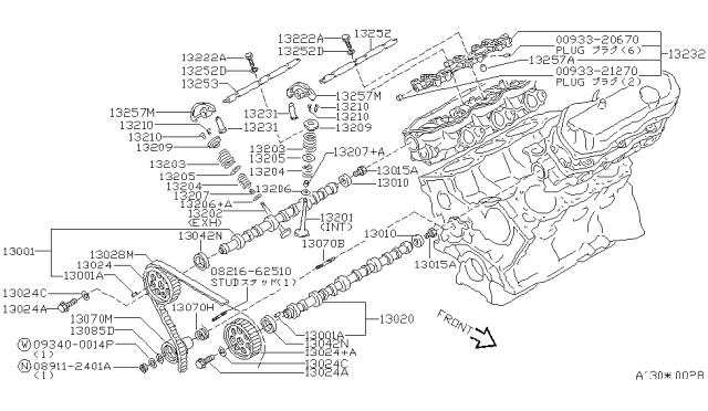 2001 Nissan Quest  Bolt-Rocker Shaft Diagram for 13058V5001