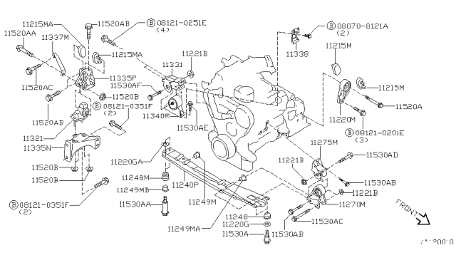 2000 Nissan Quest  Engine Mounting, Rear Diagram for 113207B001