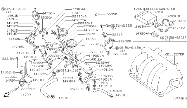 2002 Nissan Quest  Valve Assy Control Diagram for 149356B701