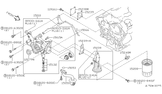 2001 Nissan Quest Gasket-Oil Strainer Diagram for 150532B501
